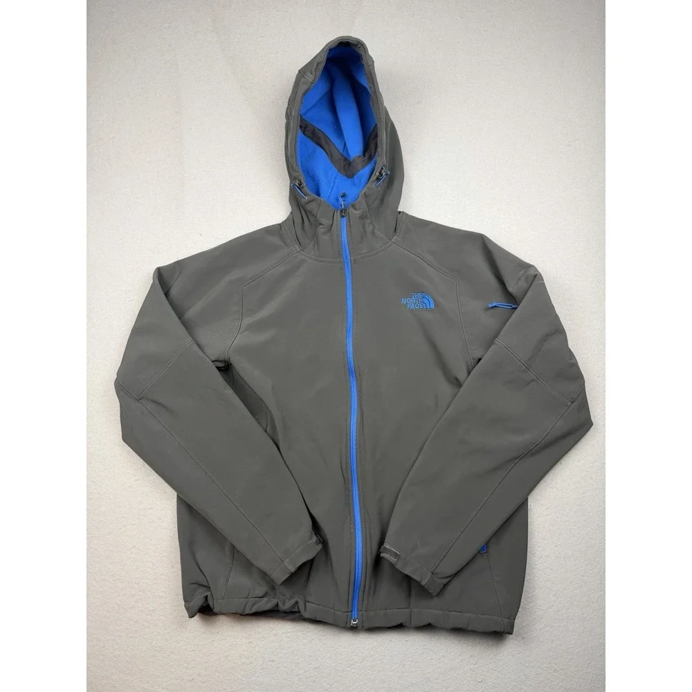 The North Face Apex Elevation Jacket Men LG Gray Blue Full Zip Hooded Insulated